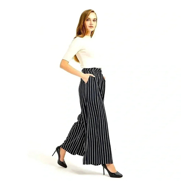 Tronjori Women High Waist Casual Wide Leg Long Palazzo Pants Trousers  Medium - Picture 1 of 12